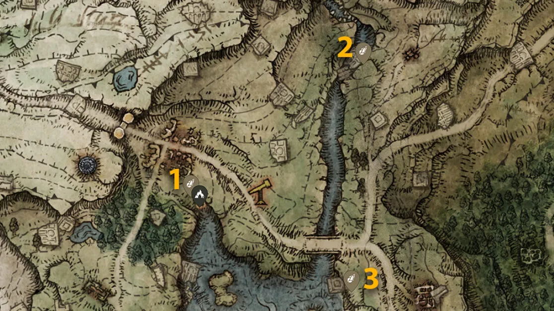 Emplacements de la carte des ruines de Sombre Smithing Stone 1 dans Elden Ring
