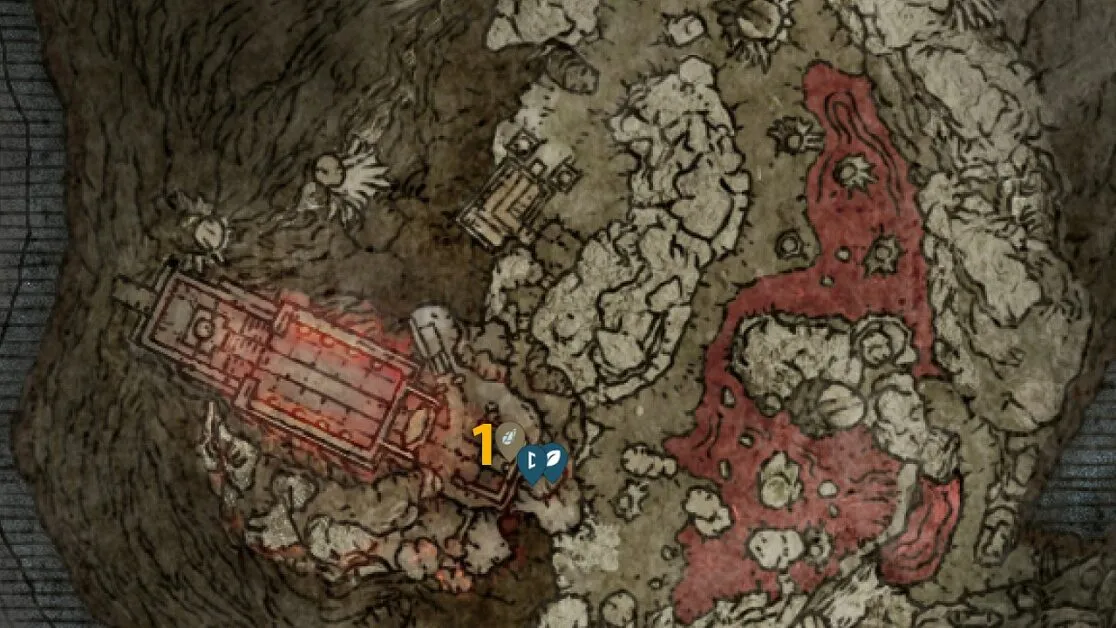 Emplacement de la carte de la pierre de forge du dragon ancien sombre de la rivière Siofra dans Elden Ring