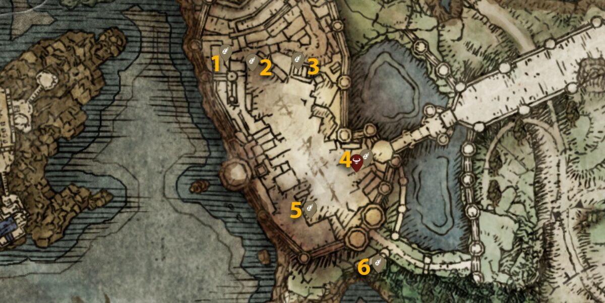Stormveil Castle Smithing Stone 1 emplacements sur la carte dans Elden Ring