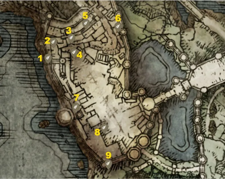 Emplacements de la carte Smithing Stone 2 dans le château de Stormveil