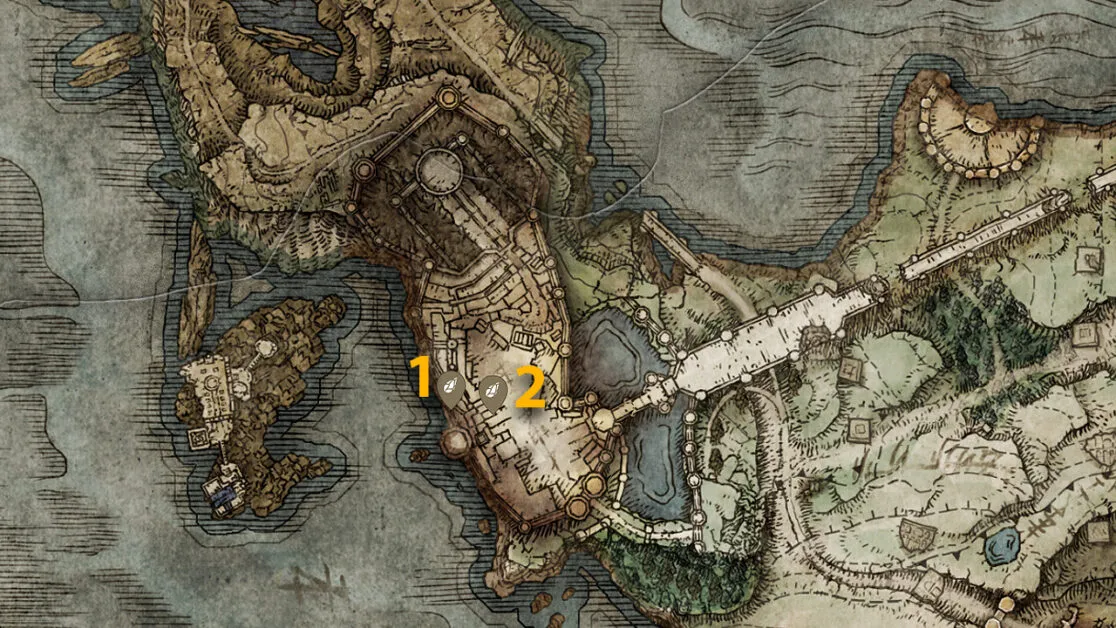 Stormveil Castle Sombre Smithing Stone 2 emplacements sur la carte dans Elden Ring