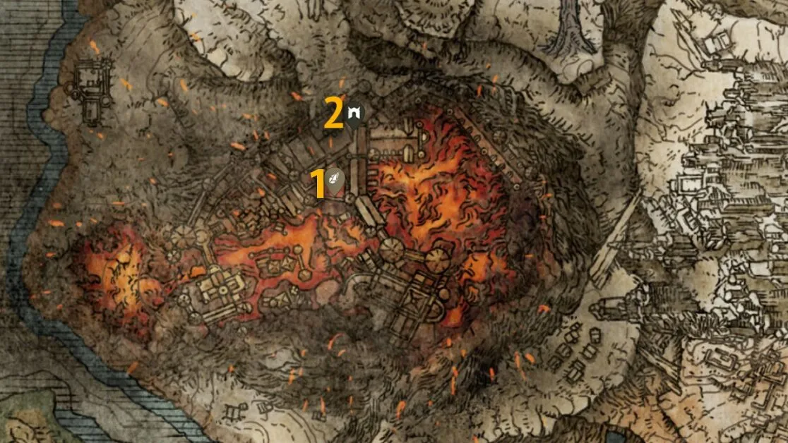 Volcano Manor Somber Smithing Stone 7 emplacements sur la carte dans Elden Ring