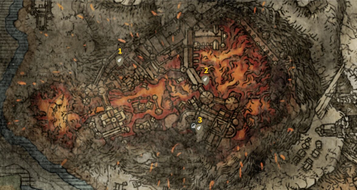 Volcano Manor Somber Smithing Stone 5 emplacements sur la carte dans Elden Ring