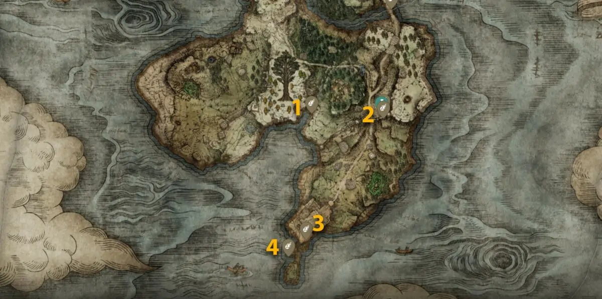 Péninsule des pleurs Smithing Stone 1 sites à Elden Ring