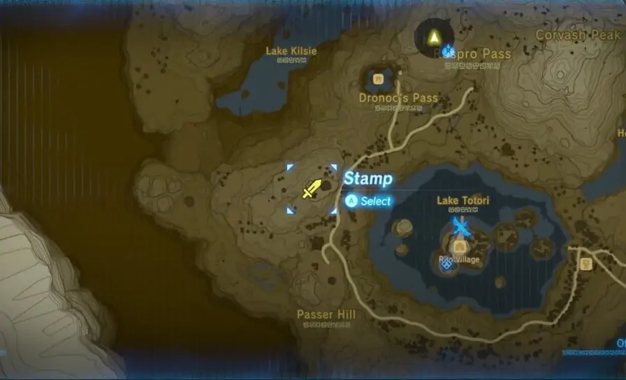 Emplacement Frostspear à Zelda BOTW