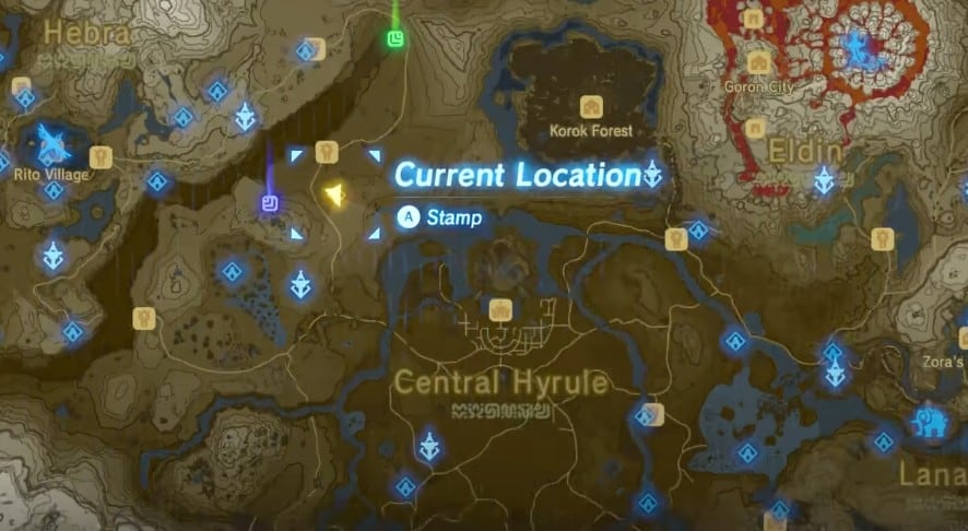 Emplacement du sanctuaire Monya Toma à Zelda BOTW