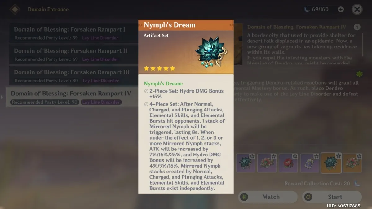 Genshin Impact  Guide des artefacts du rêve de la nymphe et de la lueur de Vourukasha 3