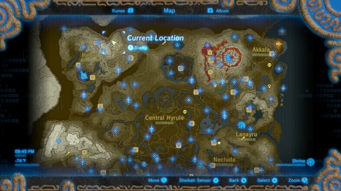 Emplacement du sanctuaire Rok Uwog à Zelda BOTW