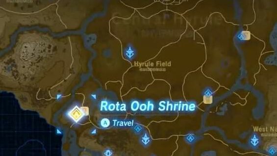 Emplacement du sanctuaire Rota Ooh à Zelda BOTW