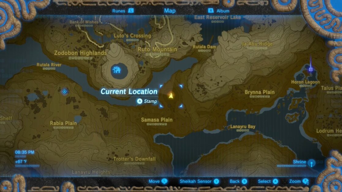 Emplacement du sanctuaire Rucco Maag à Zelda BOTW