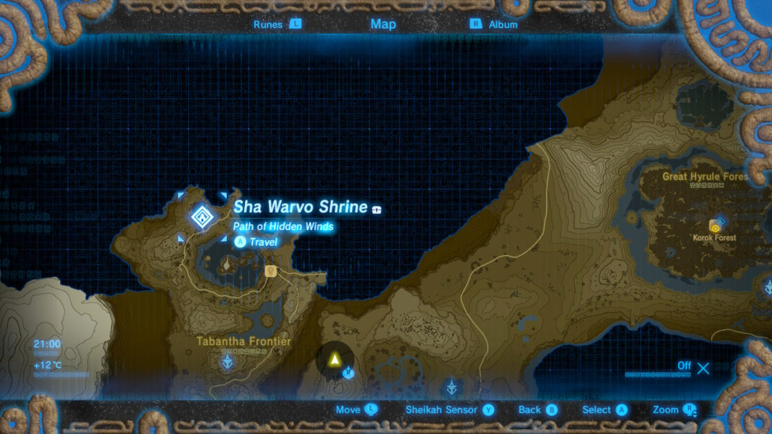 Emplacement du sanctuaire Sha Warvo à Zelda BOTW