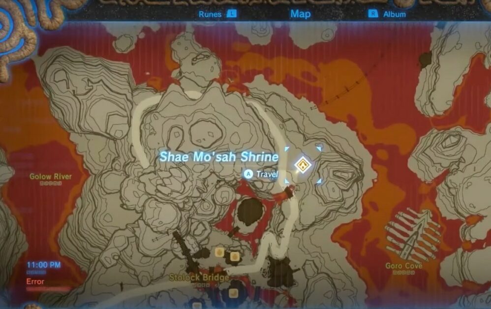 Emplacement du sanctuaire Shae Mo'sah à Zelda BOTW