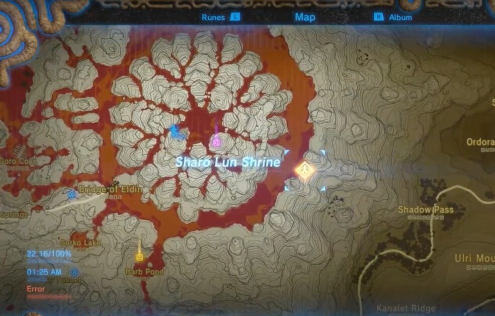 Emplacement du sanctuaire Sharo Lun à Zelda BOTW