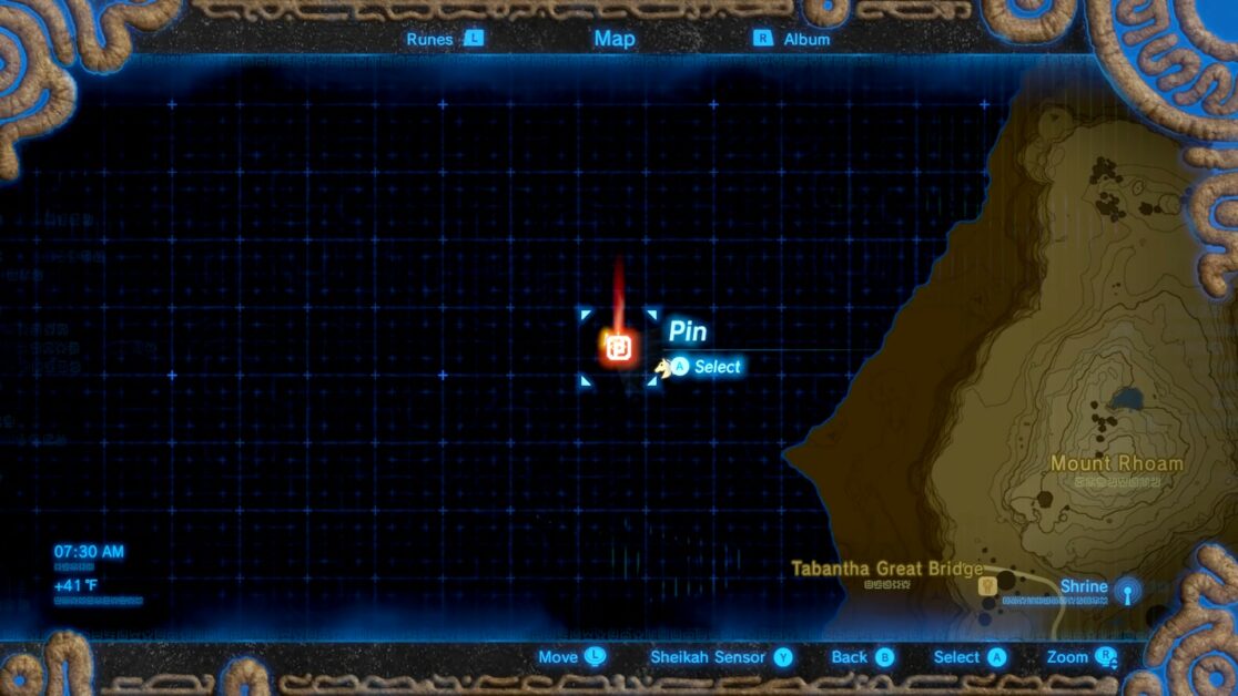 Emplacement de la tour Tabantha à Zelda BOTW