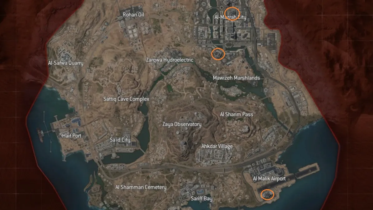 Emplacements des gilets Temperest gratuits de Warzone 2 Dmz Al Mazrah