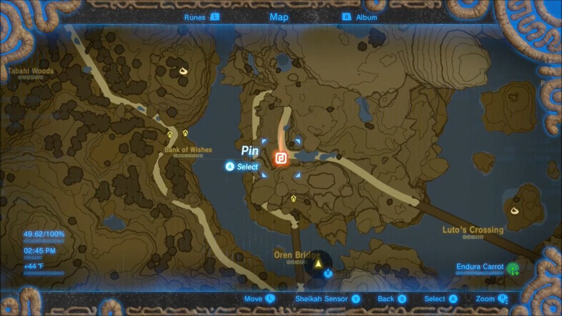 Zora Stone Monument Emplacement n ° 1 à Zelda BOTW