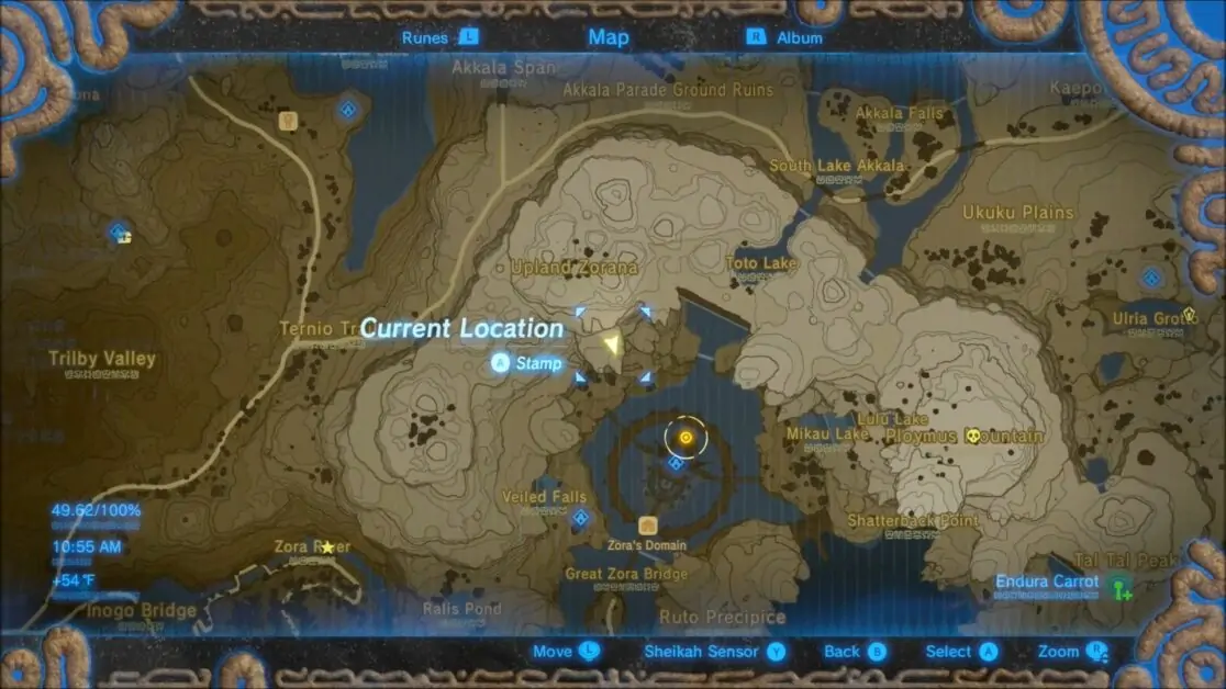 Zora Stone Monument # 10 emplacement à Zelda BOTW
