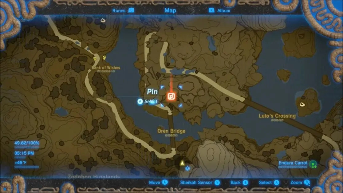 Zora Stone Monument # 2 emplacement à Zelda BOTW