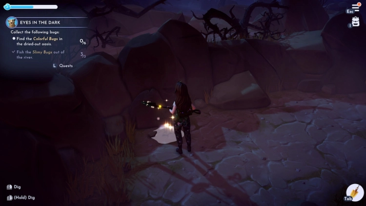 Les yeux dans le noir Disney Dreamlight Valley Bug Creuser