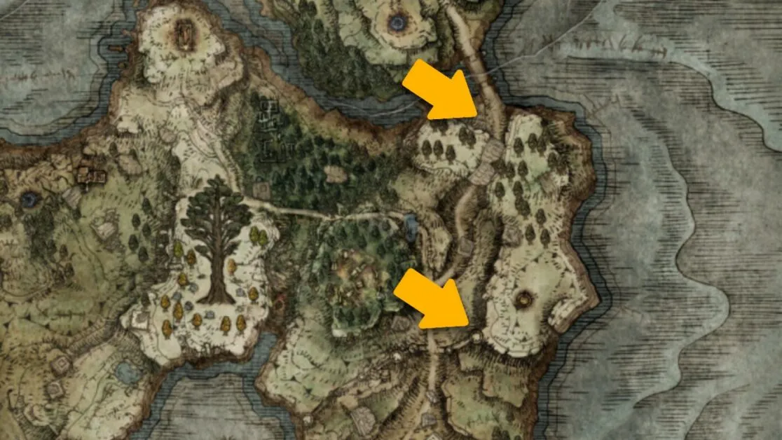 Emplacement d'Erdleaf dans le château de Morne Rempart à Elden Ring