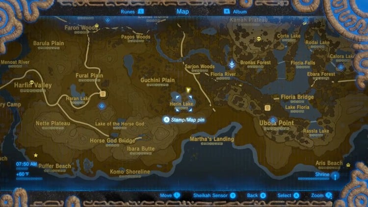 Emplacement de l'arc royal de Zelda BOTW