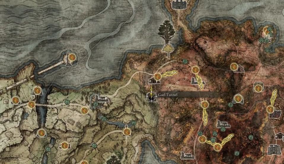 Emplacement de la carte du tunnel Gael à Elden Ring