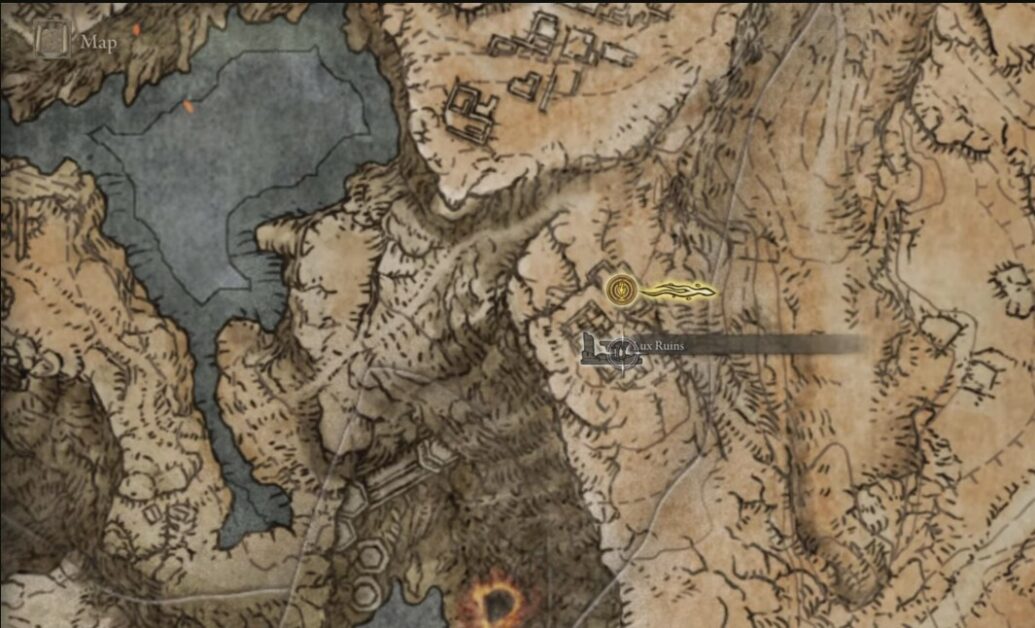 Emplacement de la carte des ruines de Lux dans Elden Ring