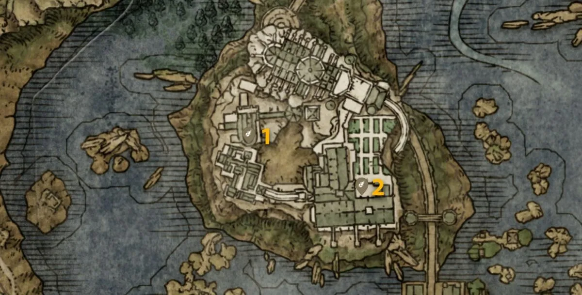 Raya Lucaria Academy Somber Smithing Stone 3 emplacements sur carte dans Elden Ring