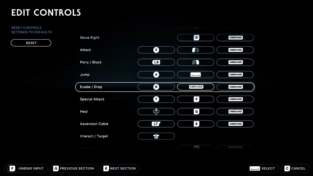 Star Wars Jedi Survivor Meilleurs paramètres de contrôleur et recommandations de clavier de souris