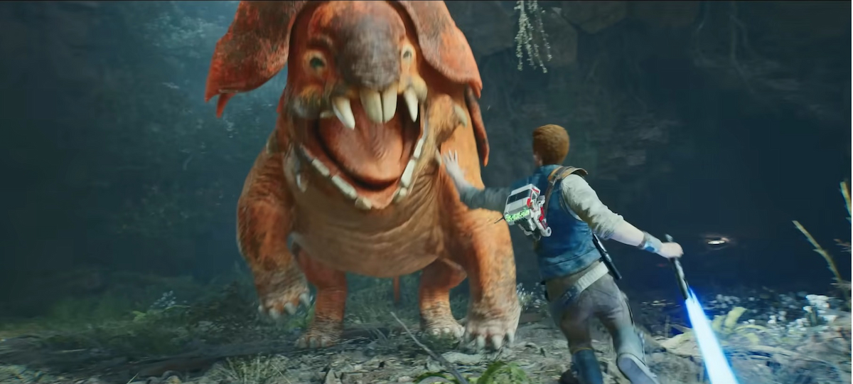 Star Wars Jedi Survivor Cal combattant une bête