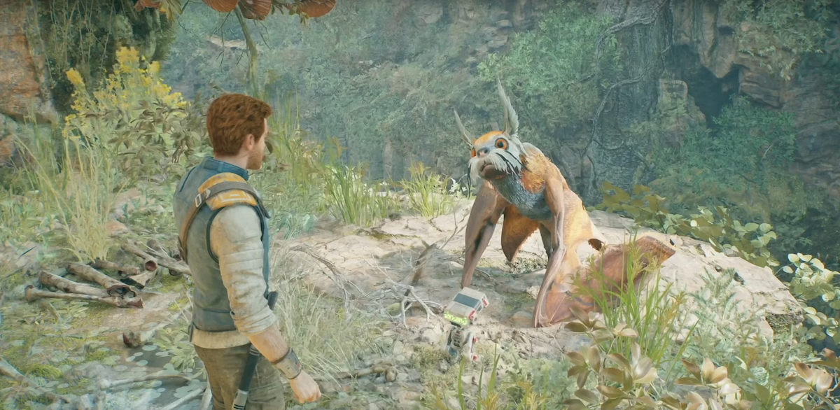 Star Wars Jedi Survivor Cal interagit avec un Relter