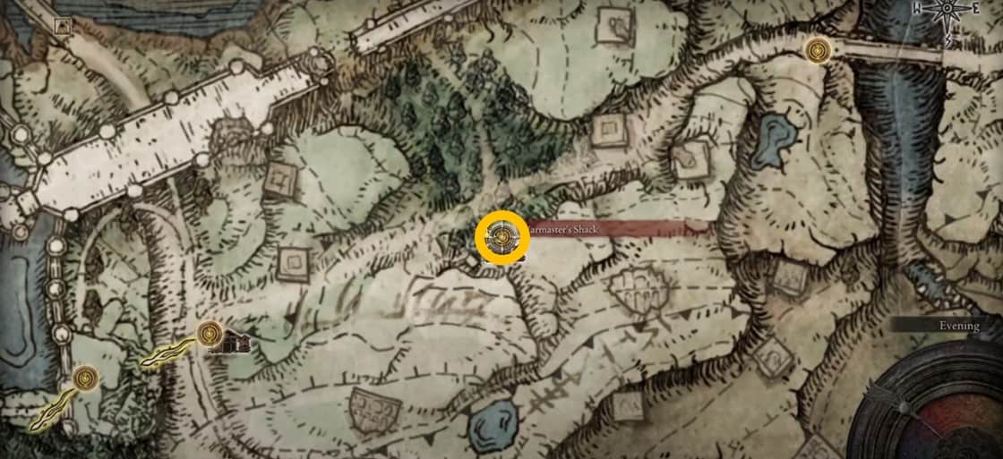 Emplacement de la carte du chevalier Bernahl dans Elden Ring