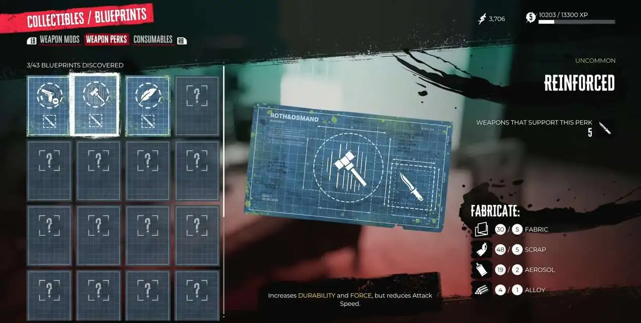 Dead Island 2 : Emplacement des Blueprints : Mods d'armes, Perks et consommables