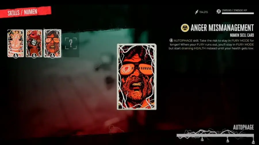 Carte de compétence Numen de mauvaise gestion de la colère dans Dead Island 2