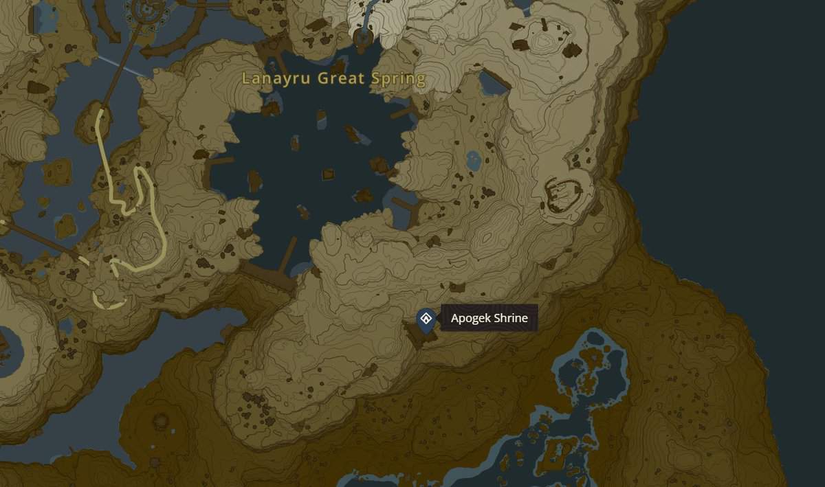 Emplacement du sanctuaire Apogek dans Zelda TotK