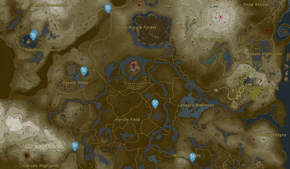 Emplacements des flèches n°1 dans Zelda TotK