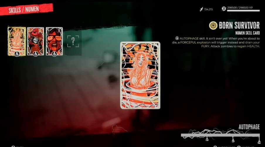 Carte de compétence Born Survivor Numen dans Dead Island 2