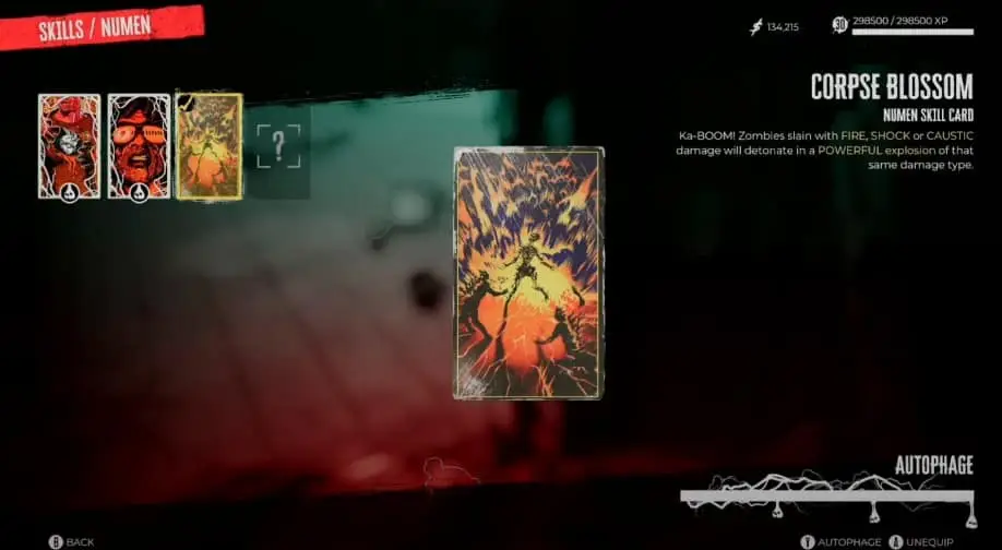 Carte de compétence Corpse Blossom Numen dans Dead Island 2