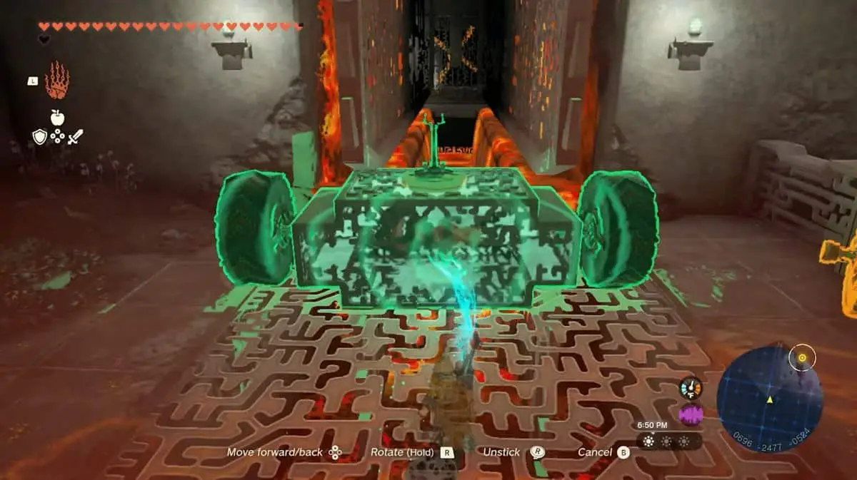 Traverser le chemin de la lave pour le dépôt du bras gauche dans Zelda TotK