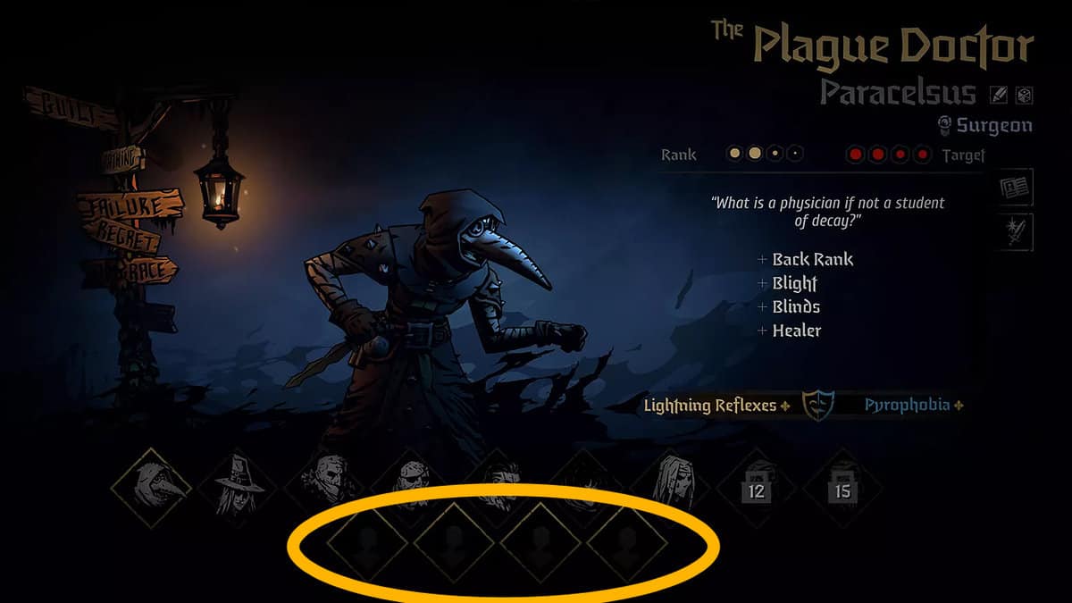 Sélection de l'ordre du groupe de héros à la croisée des chemins dans Darkest Dungeon 2