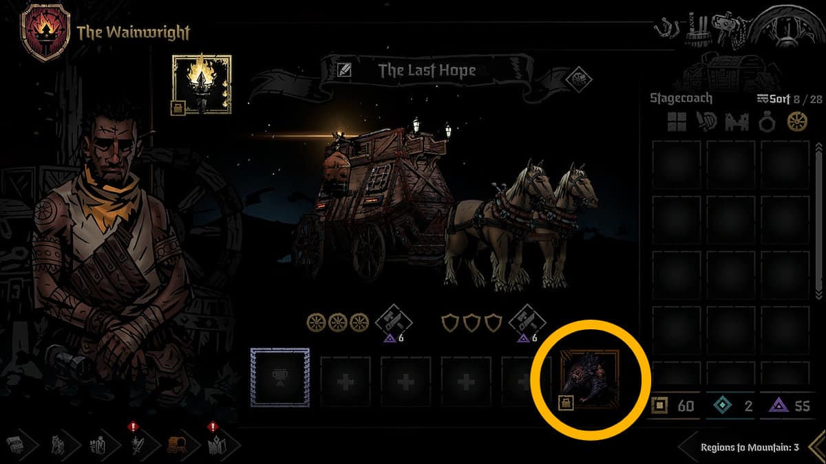Équiper un familier dans Darkest Dungeon 2