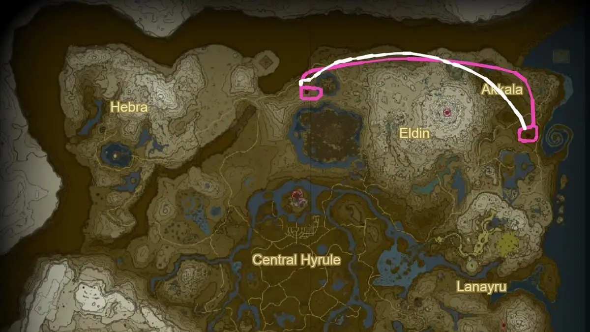 Dinraal, l'emplacement du Dragon de Feu dans Zelda TotK