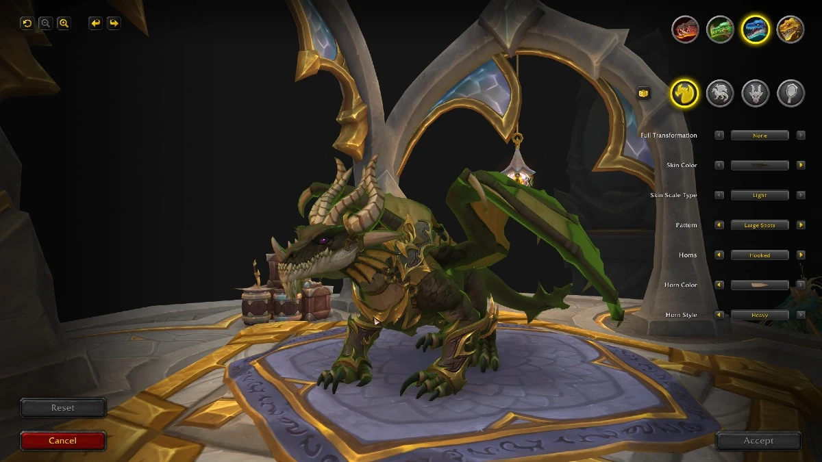 Écran de personnalisation du dragon Wow Dragonflight