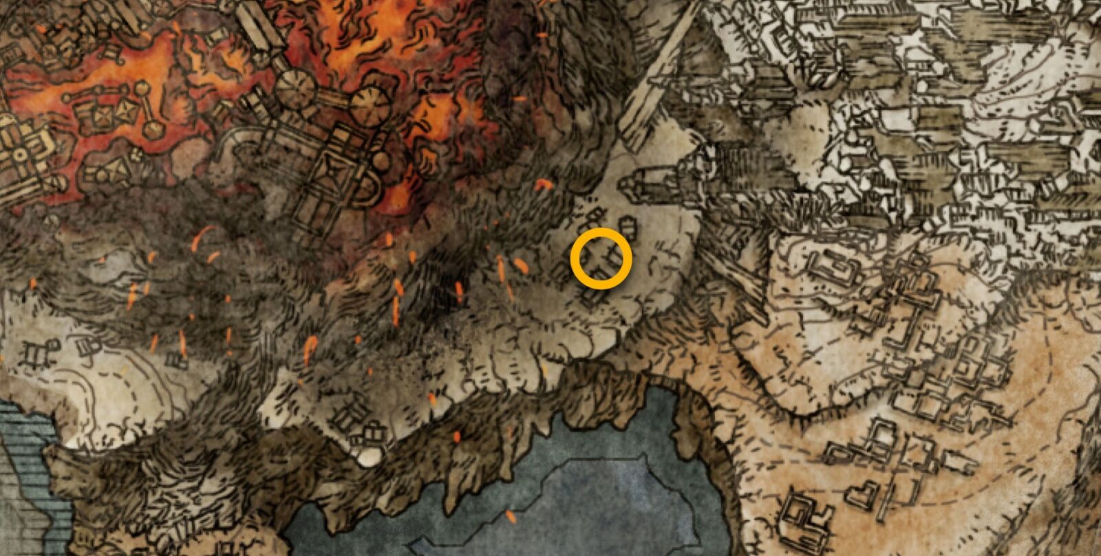 Emplacement de la carte du village de l'ermite à Elden Ring