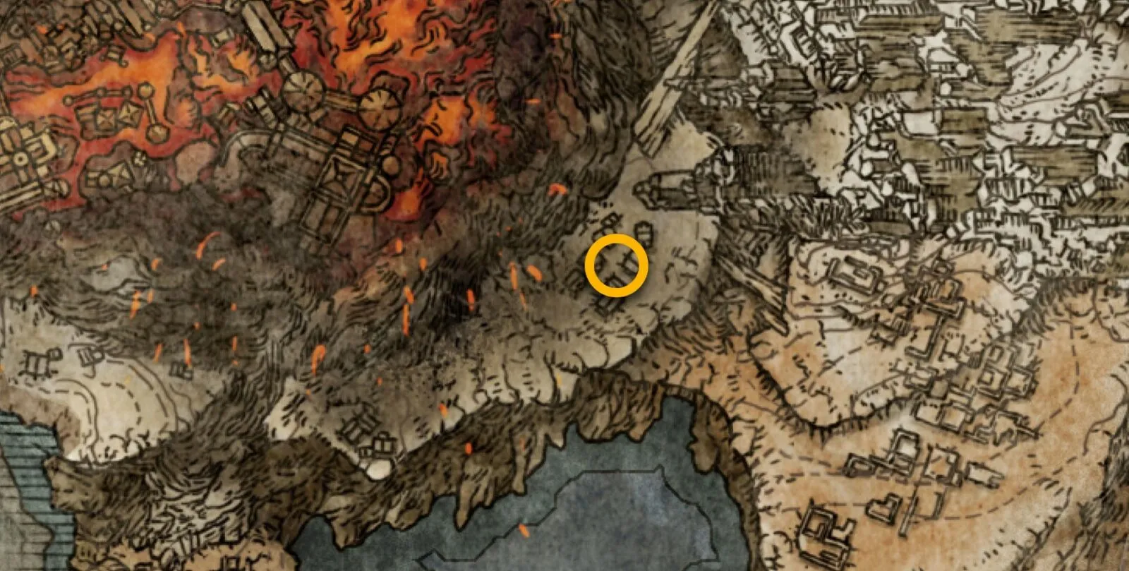 Emplacement de la carte du village de l'ermite à Elden Ring