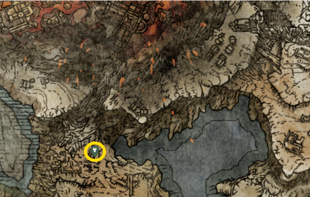 Emplacement de la carte Omenkiller Robe, Golves et Boots dans Elden Ring