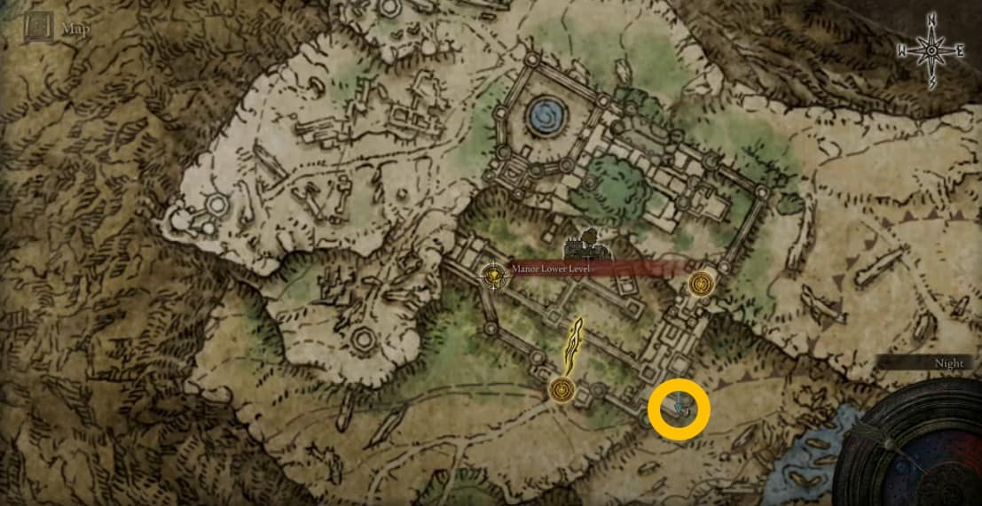 Emplacement de la carte du fouet d'Urumi dans Elden Ring