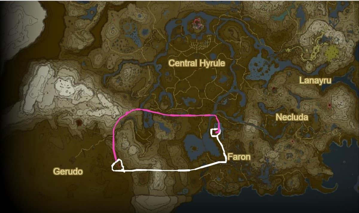Farosh, l'emplacement du dragon éclair dans Zelda TotK