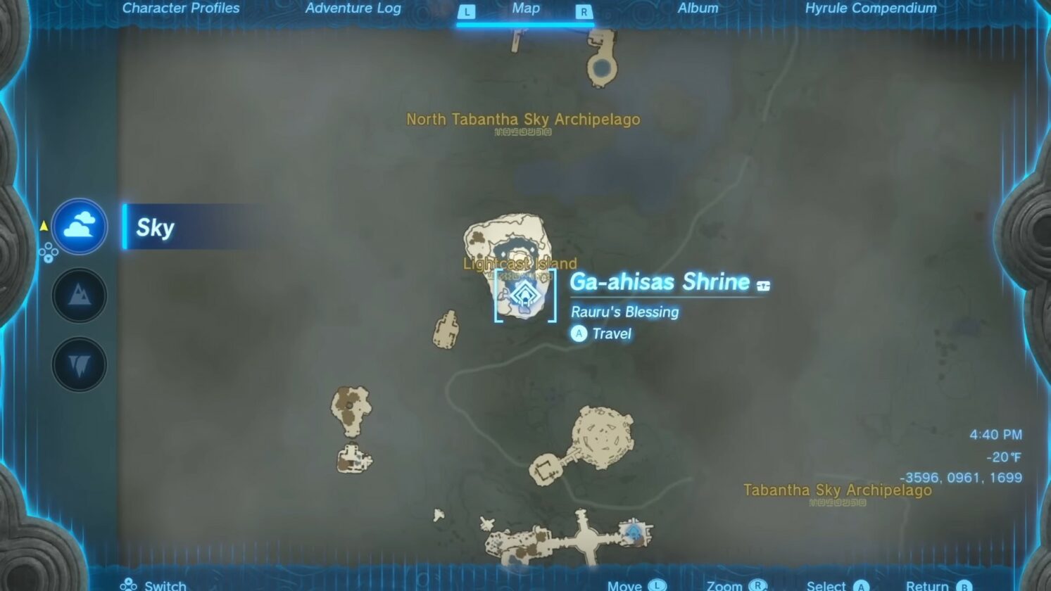 Emplacement du sanctuaire Ga-ahisas à Zelda TotK