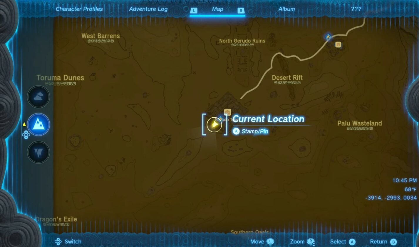 Emplacement du refuge Gerudo dans Zelda Tears of the Kingdom